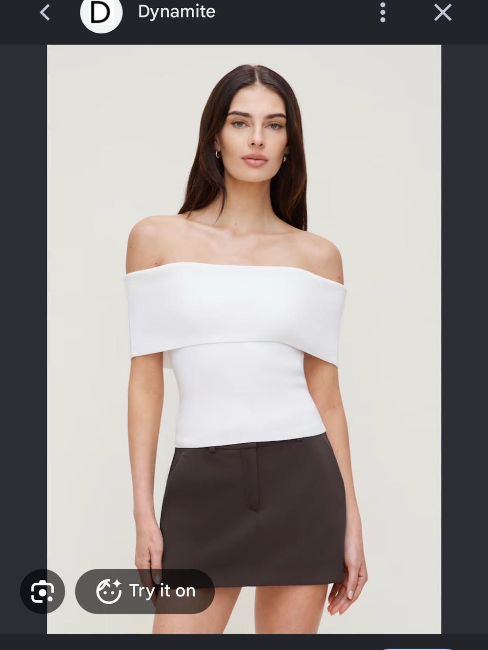 Dynamite White Off-the-Shoulder Foldover Top